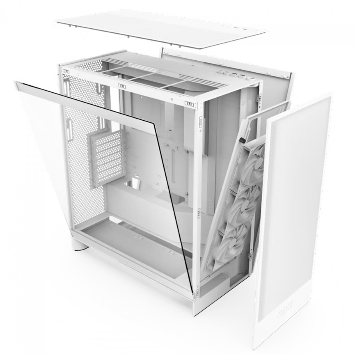 Gabinete Gamer NZXT H7 Flow, Mid Tower, Vidro Temperado, E-ATX, Branco, Sem Fonte, Com 3 Fans, CM-H72FW-01