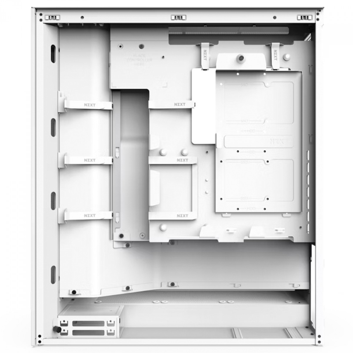 Gabinete Gamer NZXT H7 Flow RGB, Mid Tower, Vidro Temperado, E-ATX, Branco, Sem Fonte, Com 3 Fans, CM-H72FW-R1 