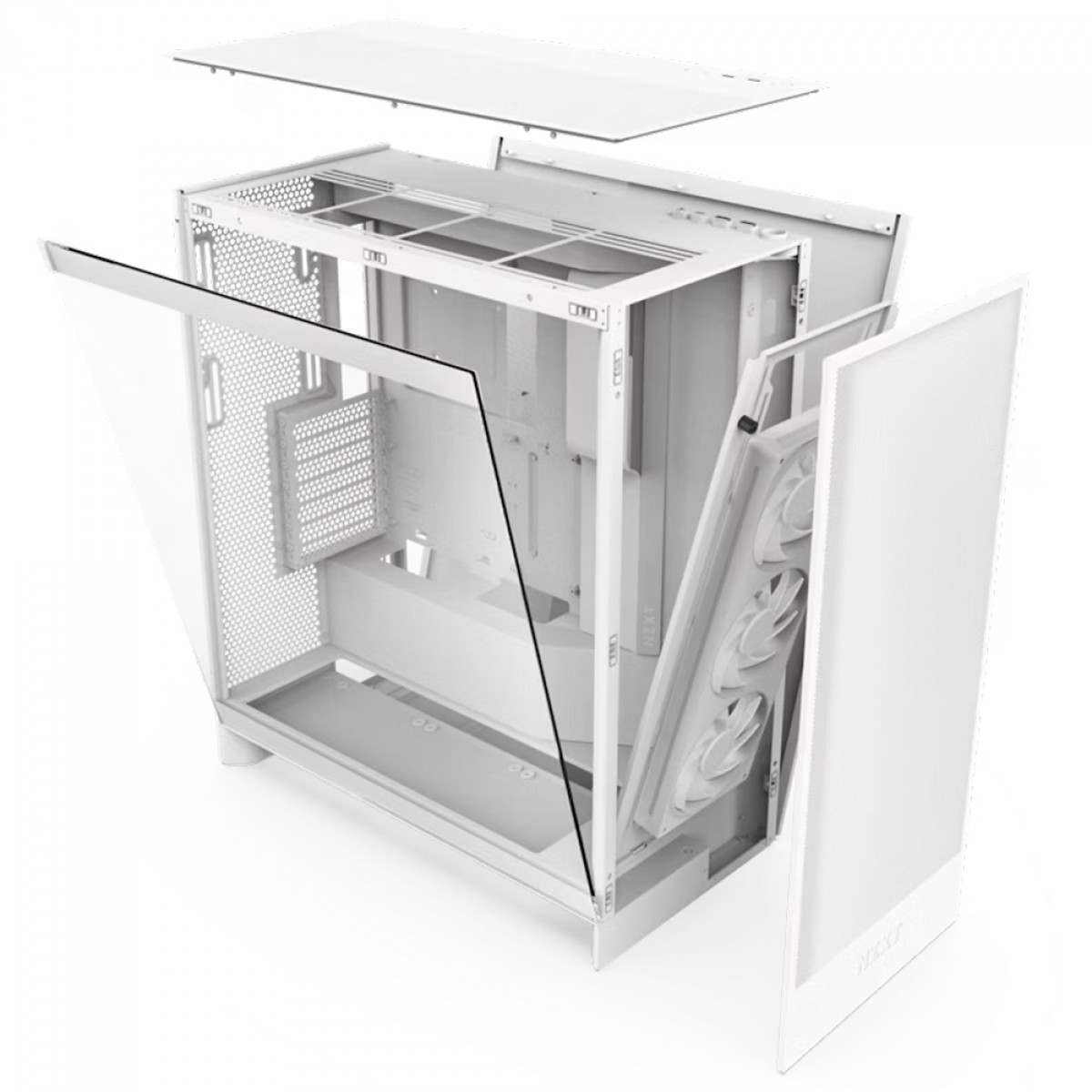 Gabinete Gamer NZXT H7 Flow RGB, Mid Tower, Vidro Temperado, E-ATX, Branco, Sem Fonte, Com 3 Fans, CM-H72FW-R1 