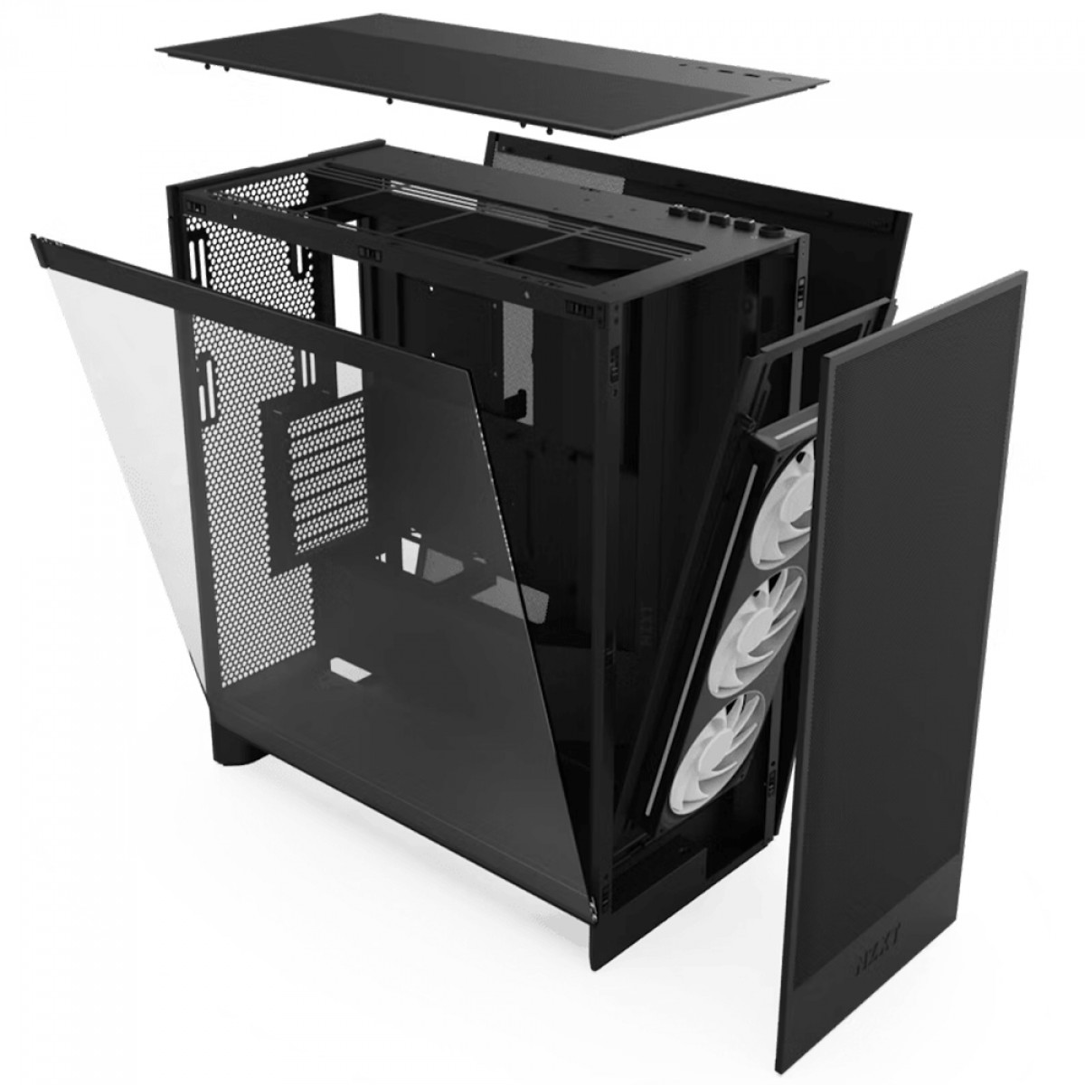 Gabinete Gamer NZXT H7 Flow RGB, Mid Tower, Vidro Temperado, E-ATX, Sem Fonte, Com 3 Fans, Preto, CM-H72FB-R1