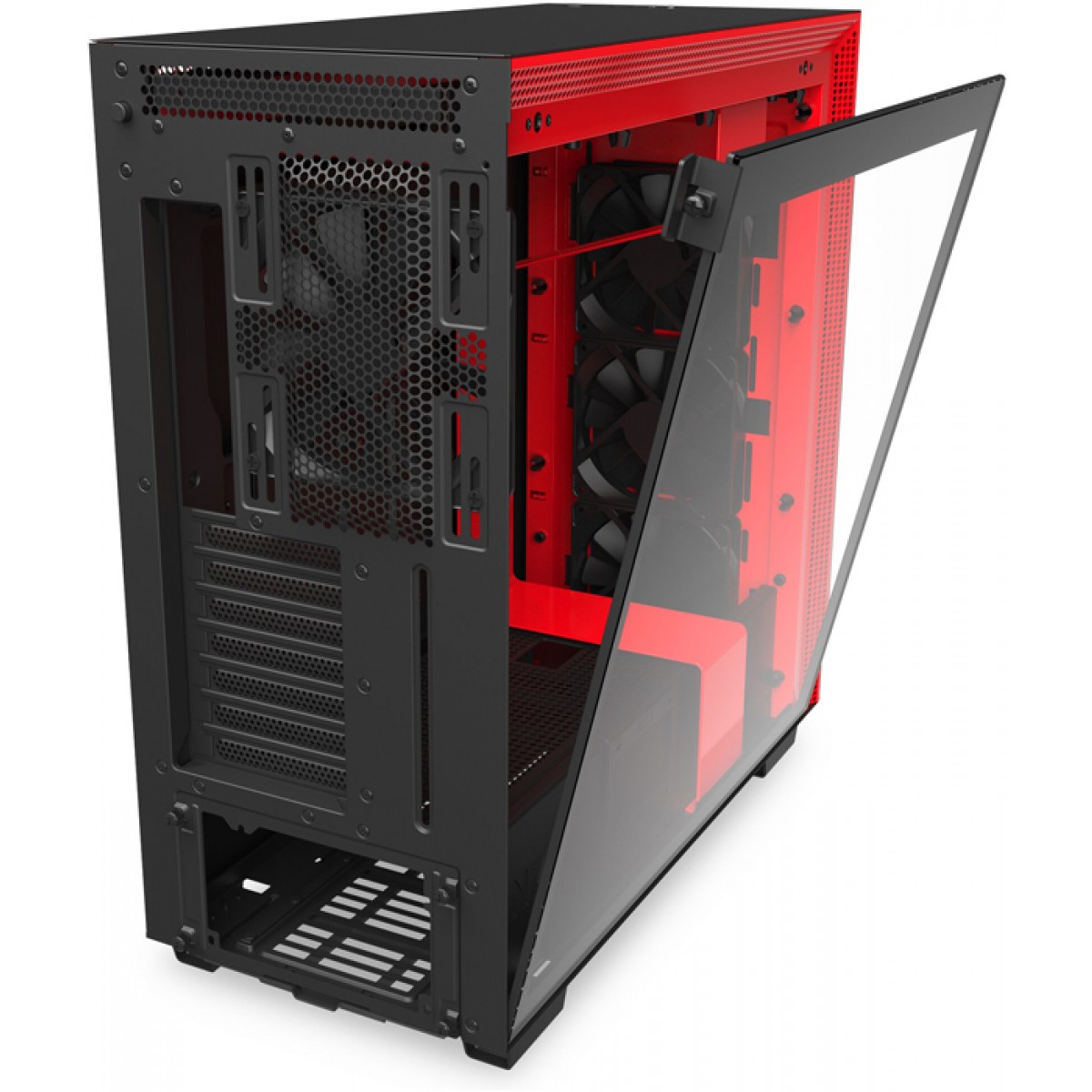 Gabinete Gamer NZXT, H710, Mid Tower, Vidro Temperado, Red, Sem Fonte, Com 4 Fans