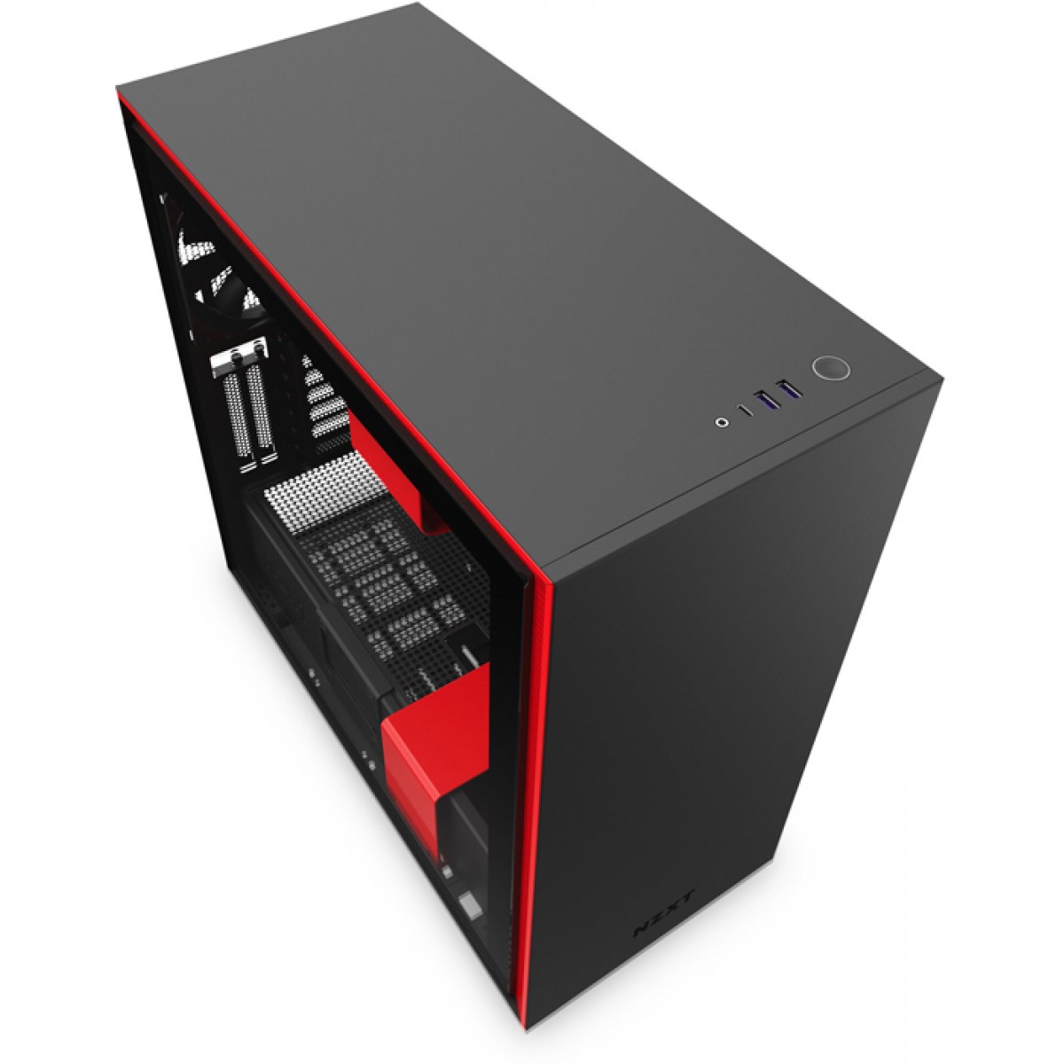 Gabinete Gamer NZXT, H710i, Mid Tower, Vidro Temperado, Red, Sem Fonte, Com 4 Fans