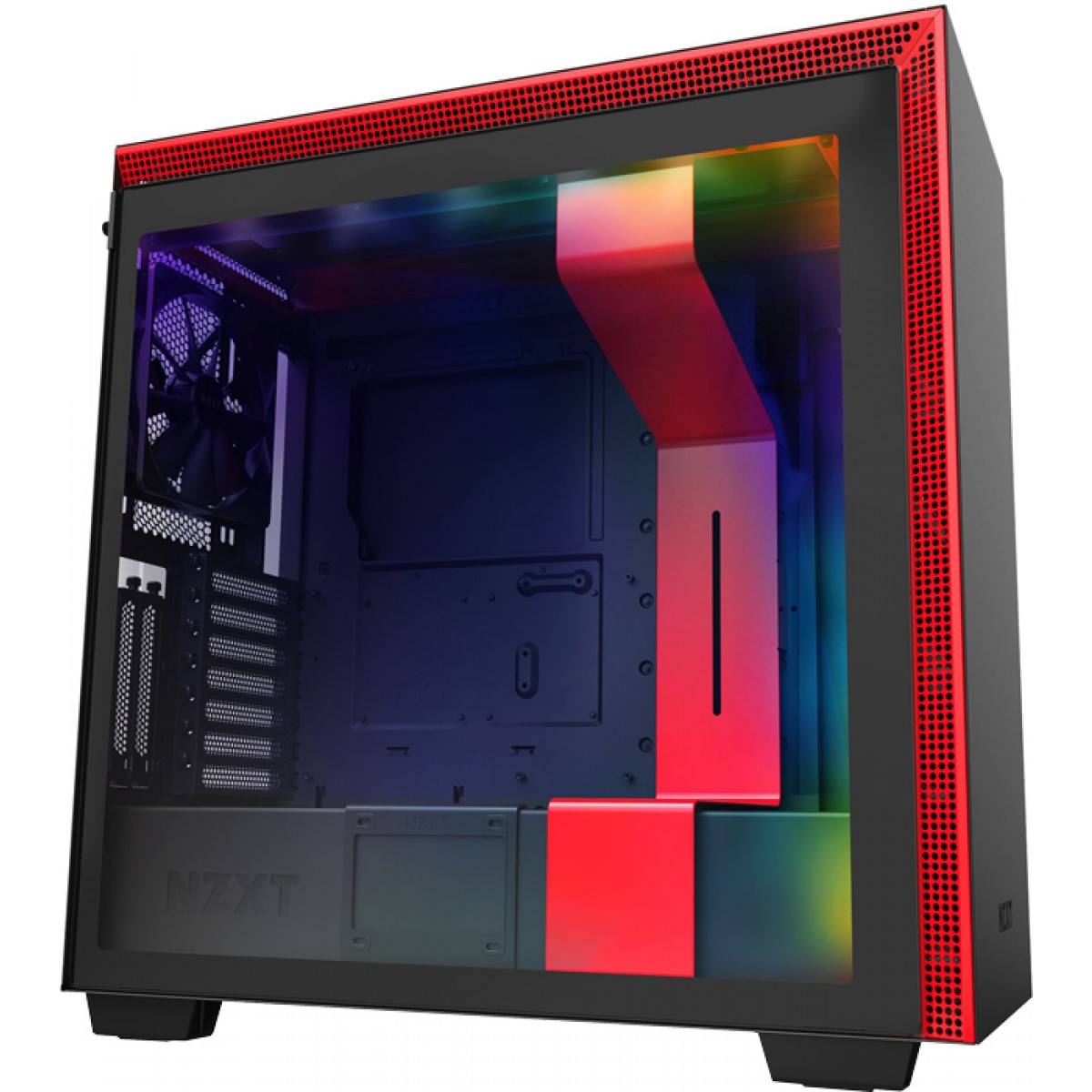 Gabinete Gamer NZXT, H710i, Mid Tower, Vidro Temperado, Red, Sem Fonte, Com 4 Fans