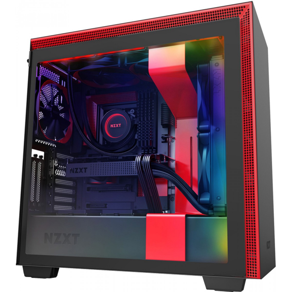 Gabinete Gamer NZXT, H710i, Mid Tower, Vidro Temperado, Red, Sem Fonte, Com 4 Fans