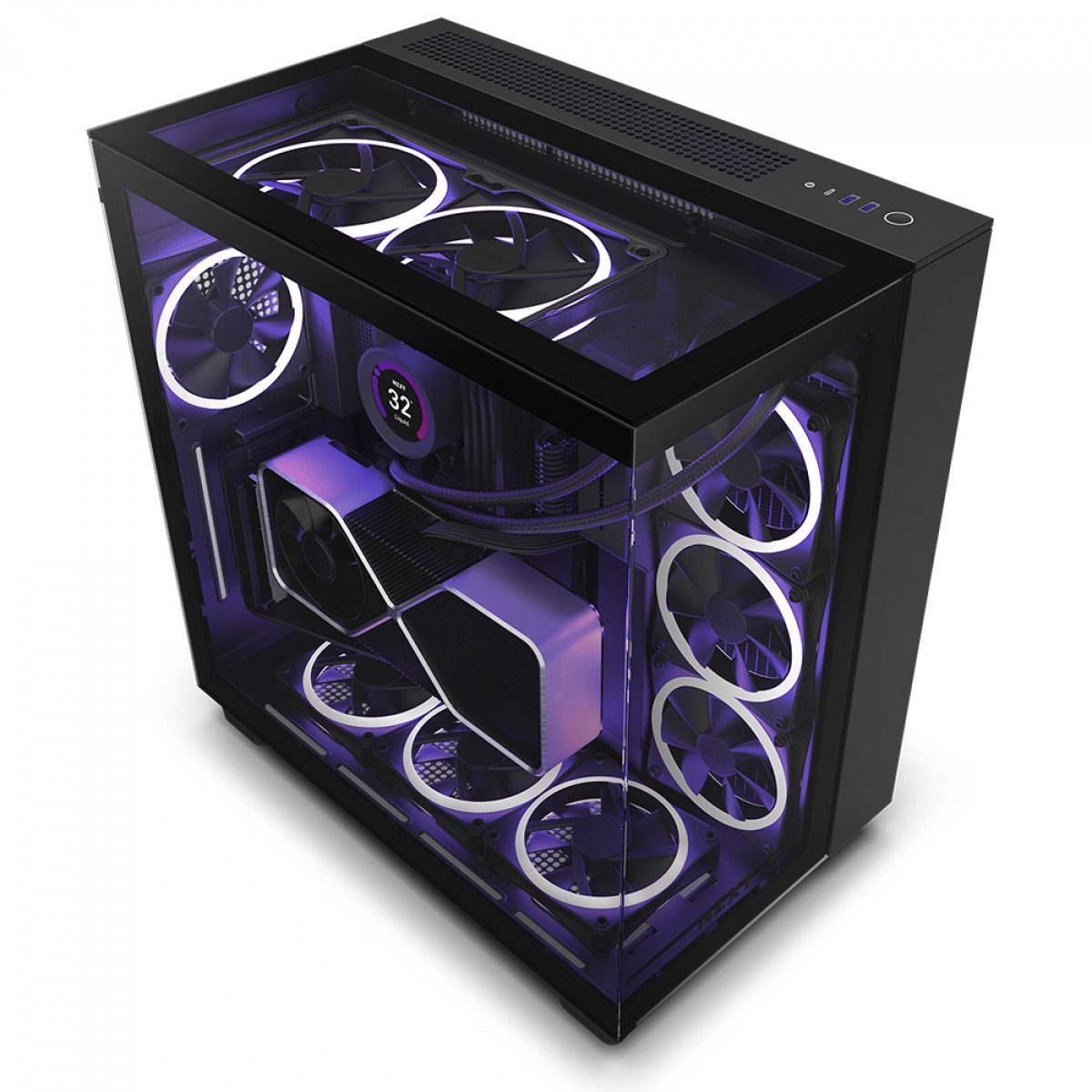 Gabinete Gamer NZXT H9 Elite, Mid Tower, Vidro Temperado, Black, ATX, Sem Fonte, Com 4 Fans, CM-H91EB-01