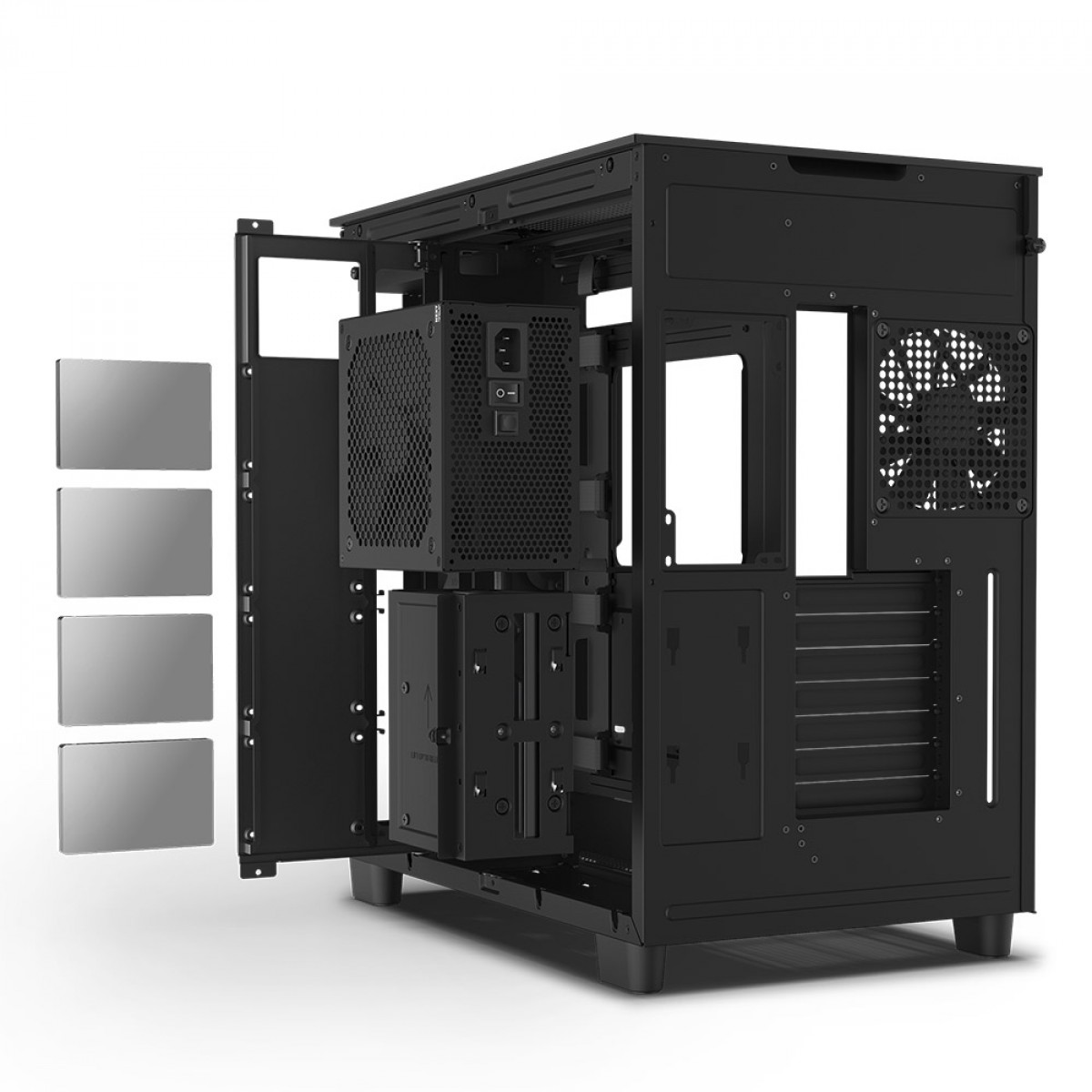 Gabinete Gamer NZXT H9 Flow, Mid Tower, Vidro Temperado, Black, ATX, Sem Fonte, Com 4 Fans, CM-H91FB-01