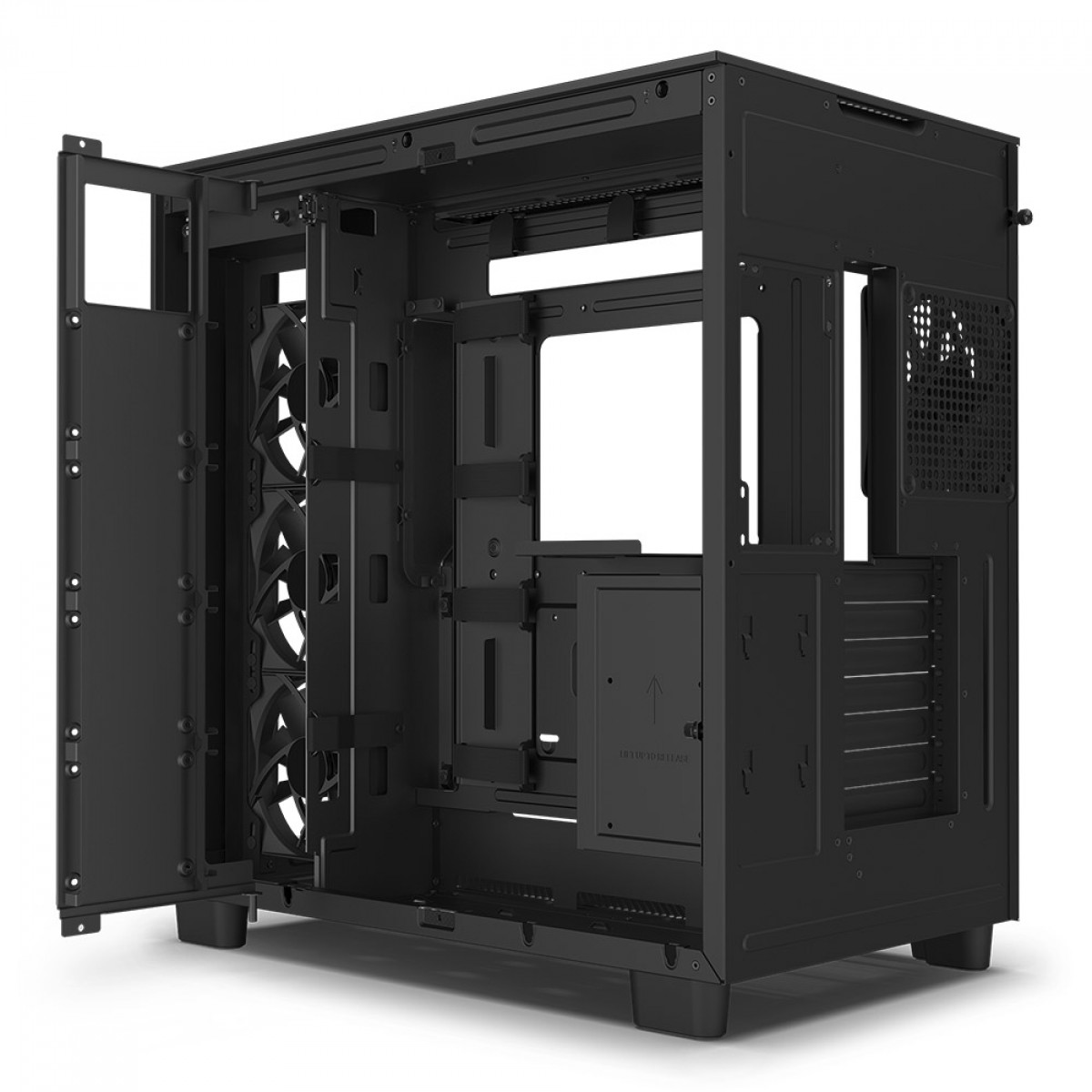 Gabinete Gamer NZXT H9 Flow, Mid Tower, Vidro Temperado, Black, ATX, Sem Fonte, Com 4 Fans, CM-H91FB-01