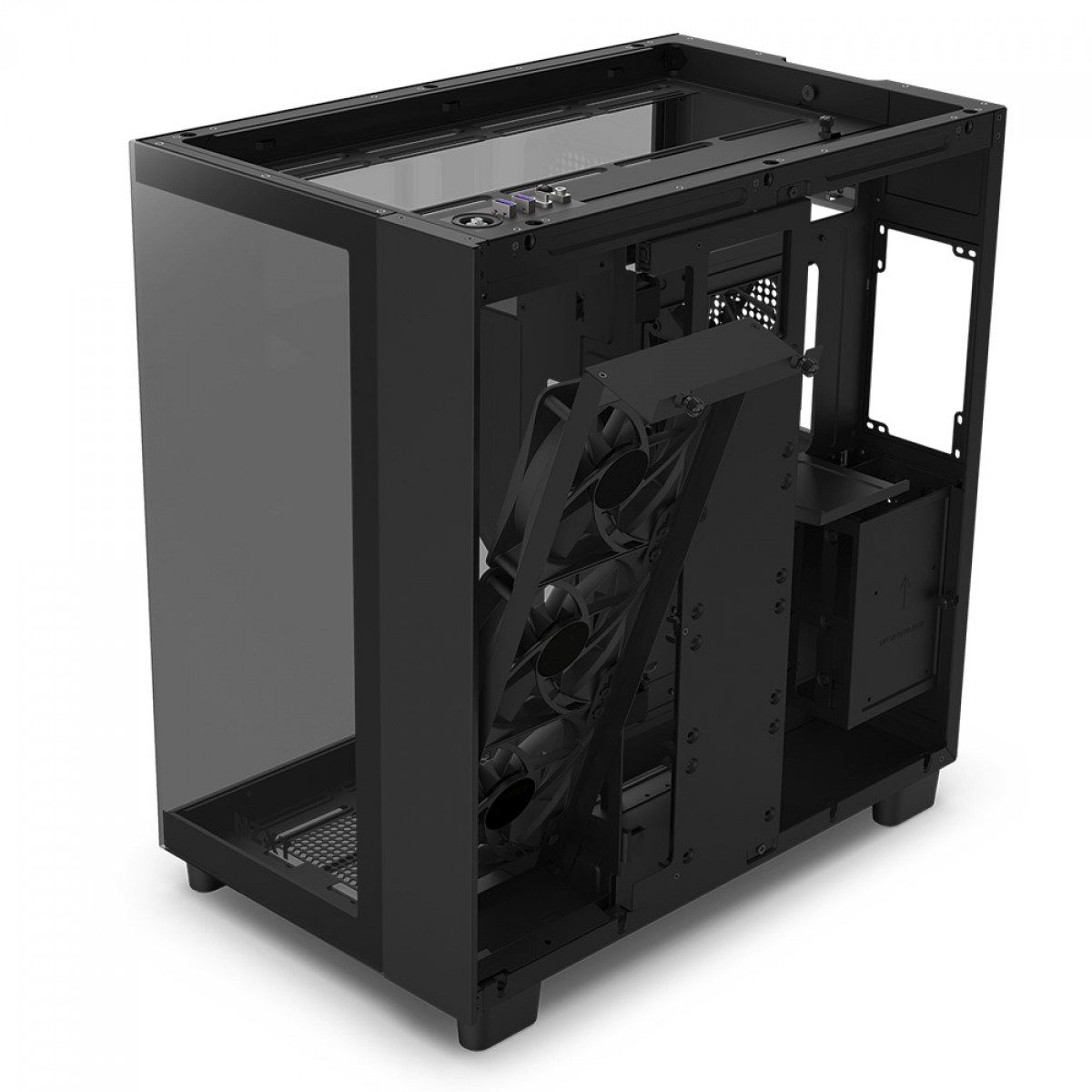 Gabinete Gamer NZXT H9 Flow, Mid Tower, Vidro Temperado, Black, ATX, Sem Fonte, Com 4 Fans, CM-H91FB-01