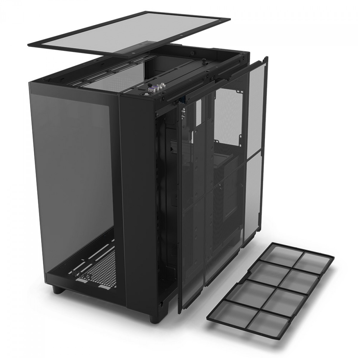 Gabinete Gamer NZXT H9 Flow, Mid Tower, Vidro Temperado, Black, ATX, Sem Fonte, Com 4 Fans, CM-H91FB-01