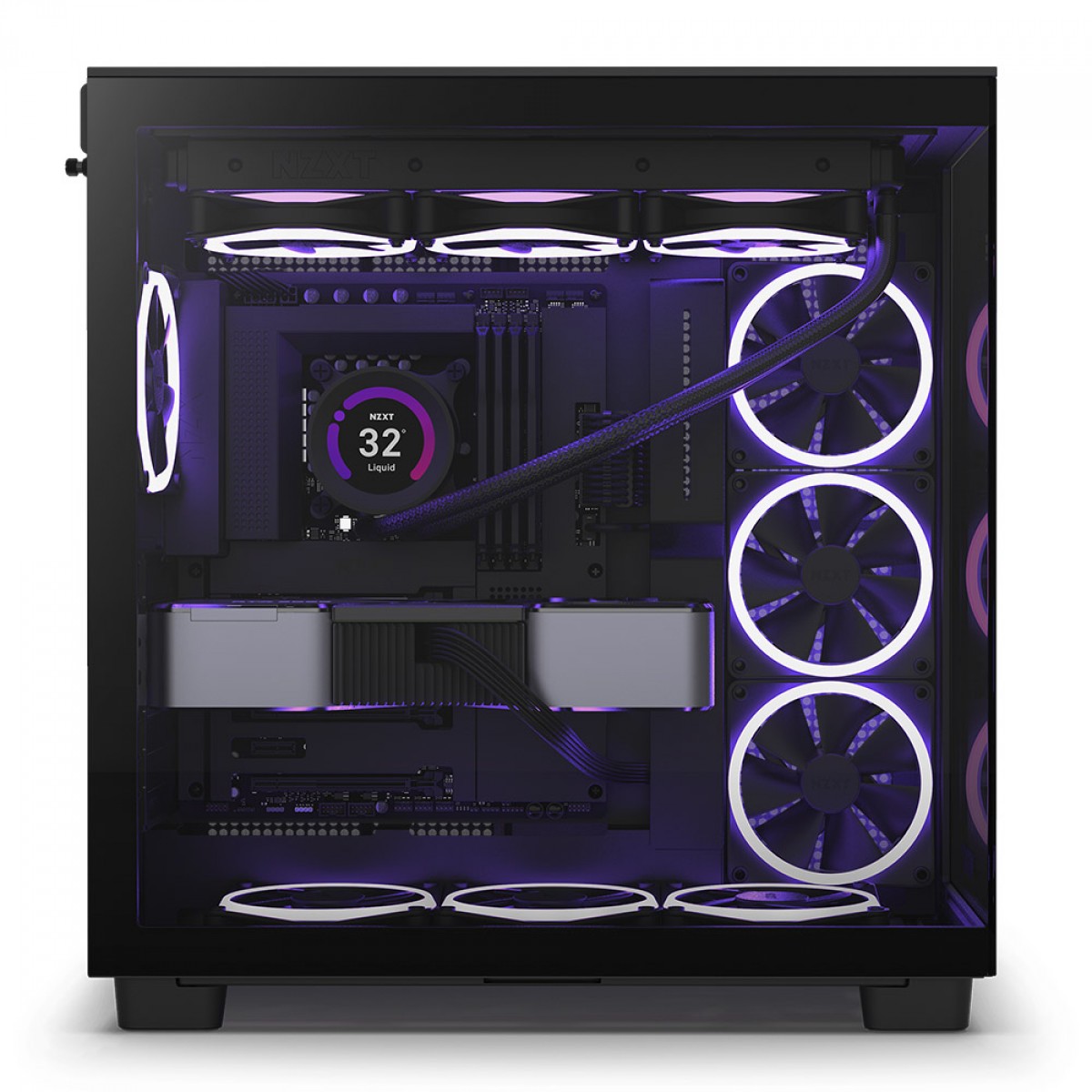 Gabinete Gamer NZXT H9 Flow, Mid Tower, Vidro Temperado, Black, ATX, Sem Fonte, Com 4 Fans, CM-H91FB-01