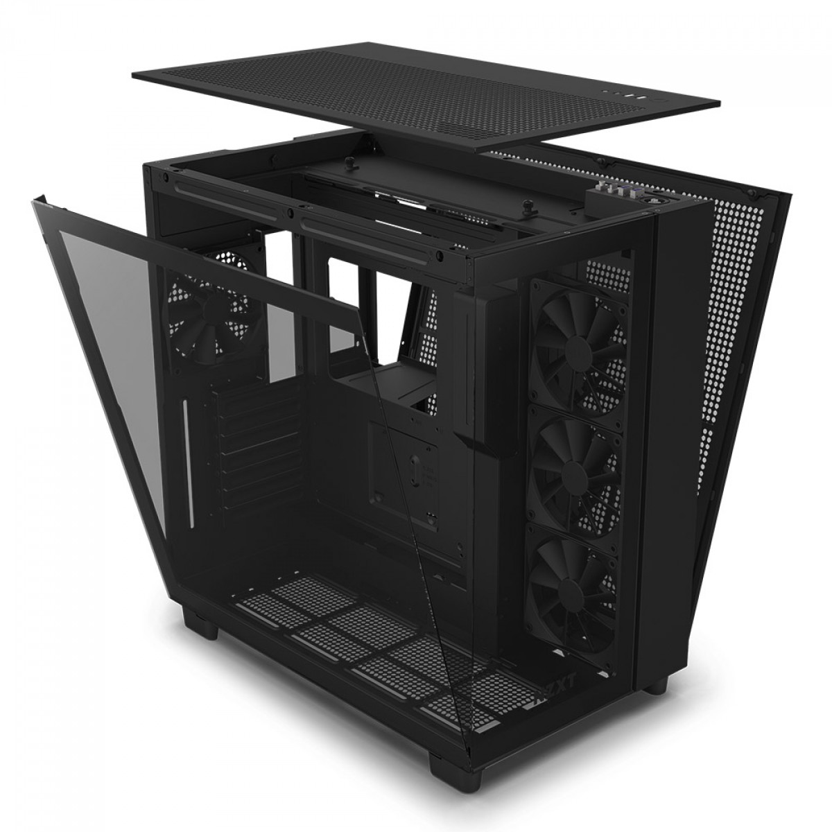 Gabinete Gamer NZXT H9 Flow, Mid Tower, Vidro Temperado, Black, ATX, Sem Fonte, Com 4 Fans, CM-H91FB-01
