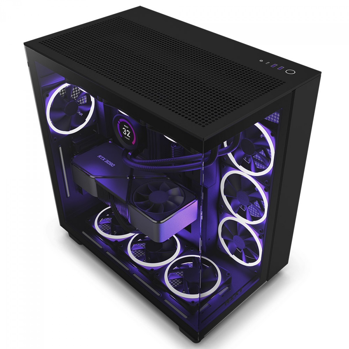 Gabinete Gamer NZXT H9 Flow, Mid Tower, Vidro Temperado, Black, ATX, Sem Fonte, Com 4 Fans, CM-H91FB-01