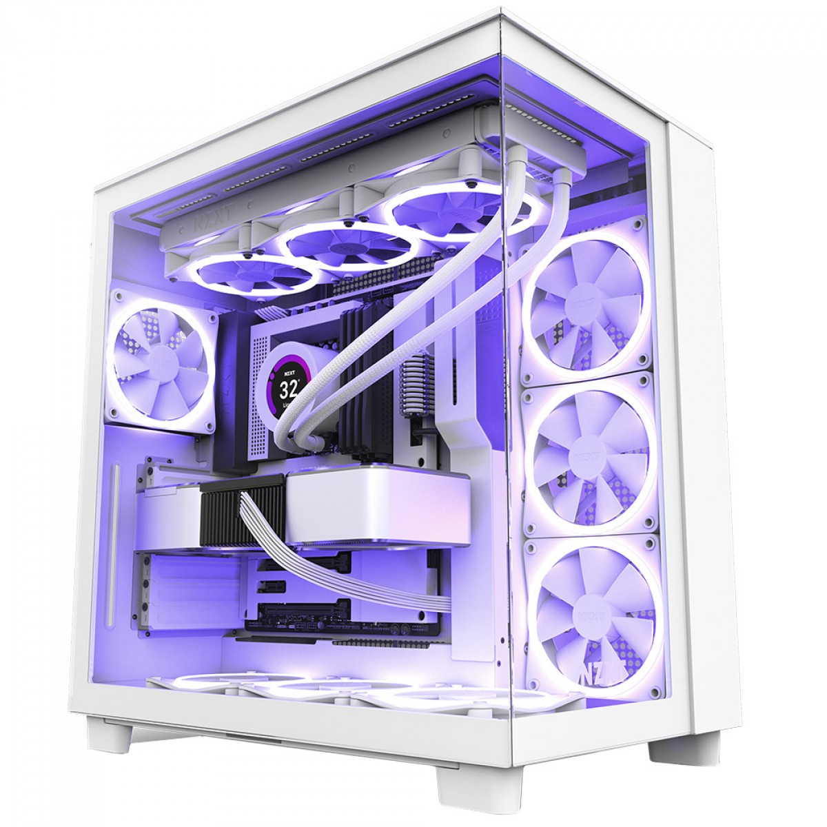 Gabinete Gamer NZXT H9 Flow, Mid Tower, Vidro Temperado, White, ATX, Sem Fonte, Com 4 Fans, CM-H91FW-01