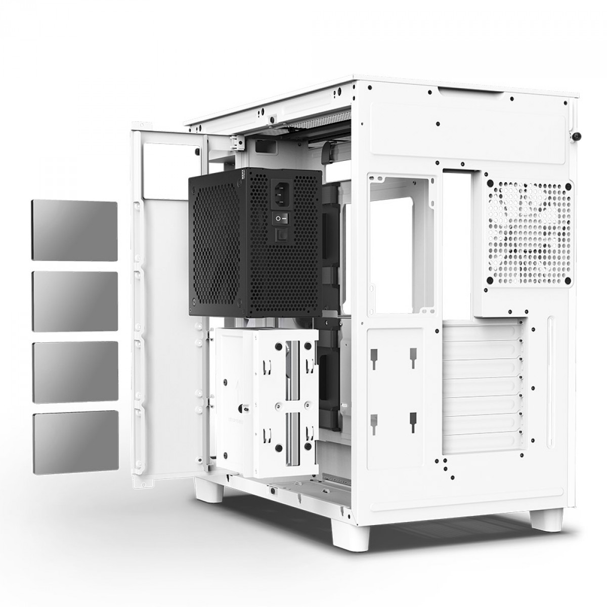 Gabinete Gamer NZXT H9 Flow, Mid Tower, Vidro Temperado, White, ATX, Sem Fonte, Com 4 Fans, CM-H91FW-01