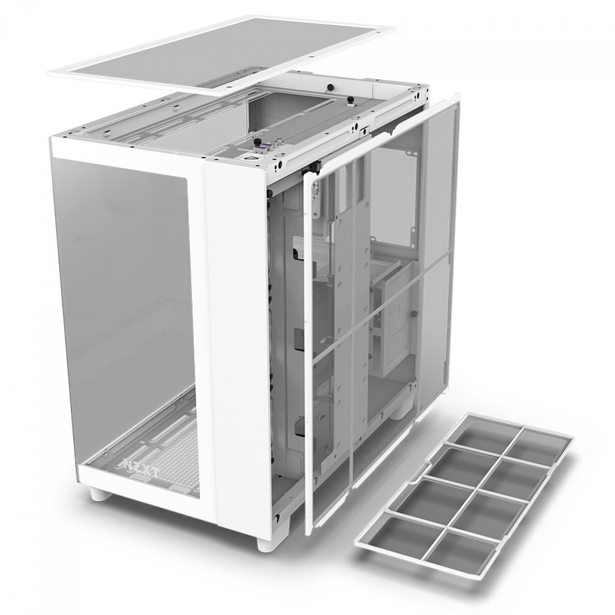 Gabinete Gamer NZXT H9 Flow, Mid Tower, Vidro Temperado, White, ATX, Sem Fonte, Com 4 Fans, CM-H91FW-01