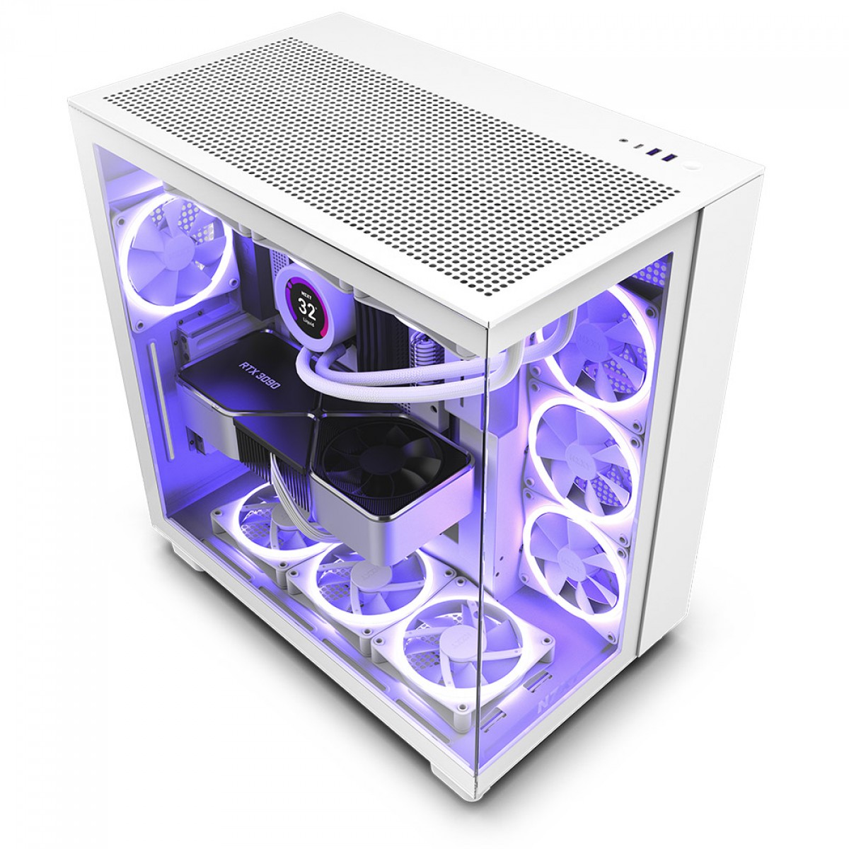 Gabinete Gamer NZXT H9 Flow, Mid Tower, Vidro Temperado, White, ATX, Sem Fonte, Com 4 Fans, CM-H91FW-01