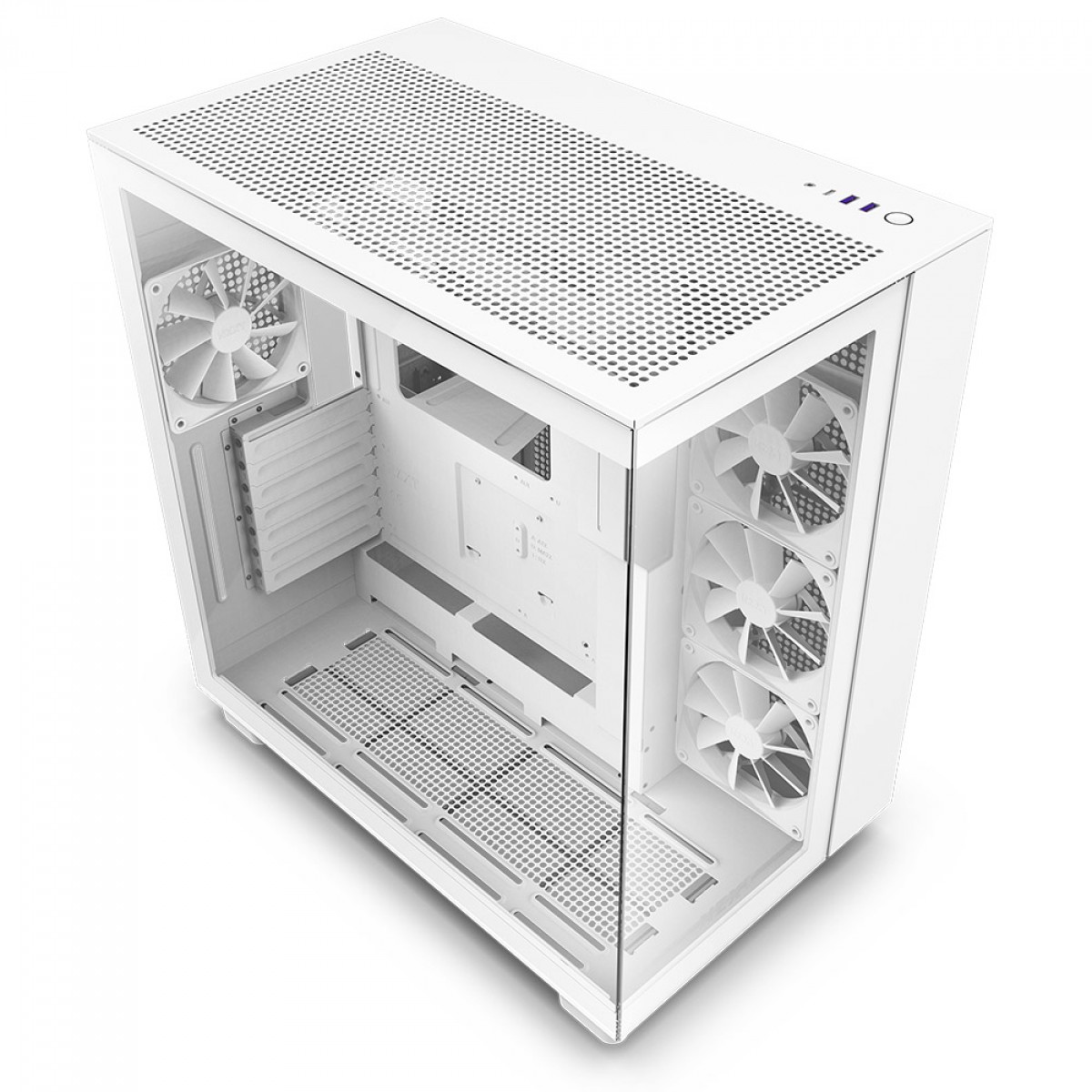 Gabinete Gamer NZXT H9 Flow, Mid Tower, Vidro Temperado, White, ATX, Sem Fonte, Com 4 Fans, CM-H91FW-01