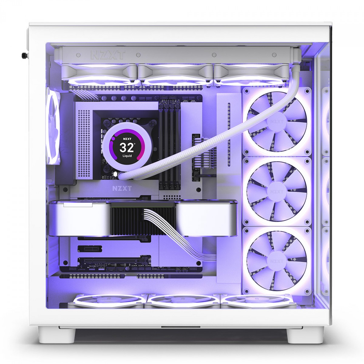 Gabinete Gamer NZXT H9 Flow, Mid Tower, Vidro Temperado, White, ATX, Sem Fonte, Com 4 Fans, CM-H91FW-01