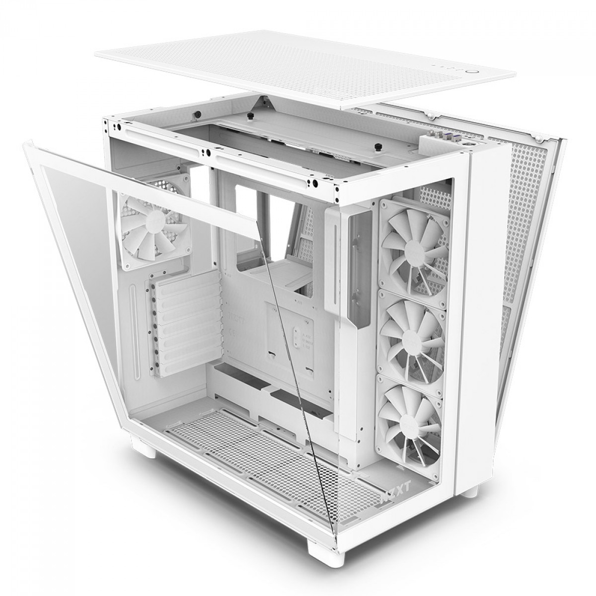 Gabinete Gamer NZXT H9 Flow, Mid Tower, Vidro Temperado, White, ATX, Sem Fonte, Com 4 Fans, CM-H91FW-01