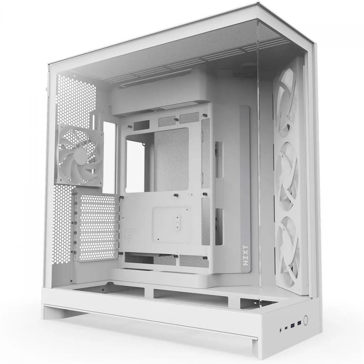Gabinete Gamer NZXT H9 Flow RGB, Mid Tower, Vidro Temperado, ATX, Sem Fonte, Com 4 Fans, Branco, CM-H92FW-R1