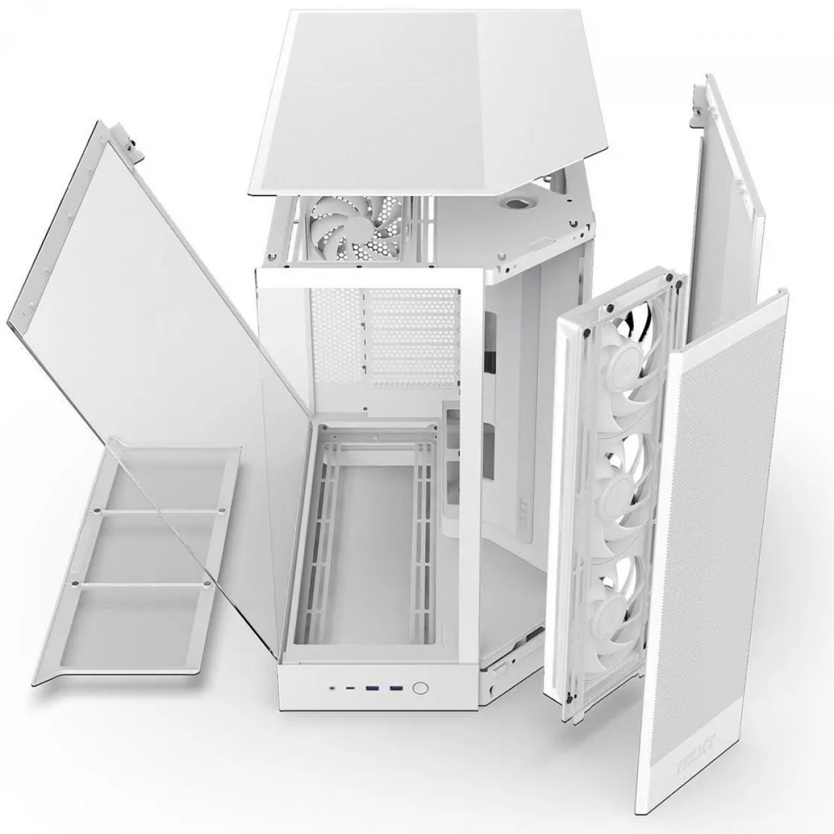 Gabinete Gamer NZXT H9 Flow RGB, Mid Tower, Vidro Temperado, ATX, Sem Fonte, Com 4 Fans, Branco, CM-H92FW-R1