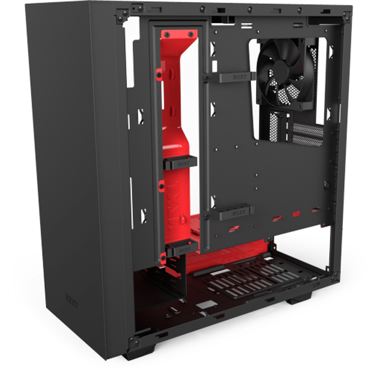 Gabinete Gamer NZXT S340 Elite, Mid Tower, Vidro Temperado, Black-Red, Sem Fonte, Com 2 Fans, CA-S340W-B4
