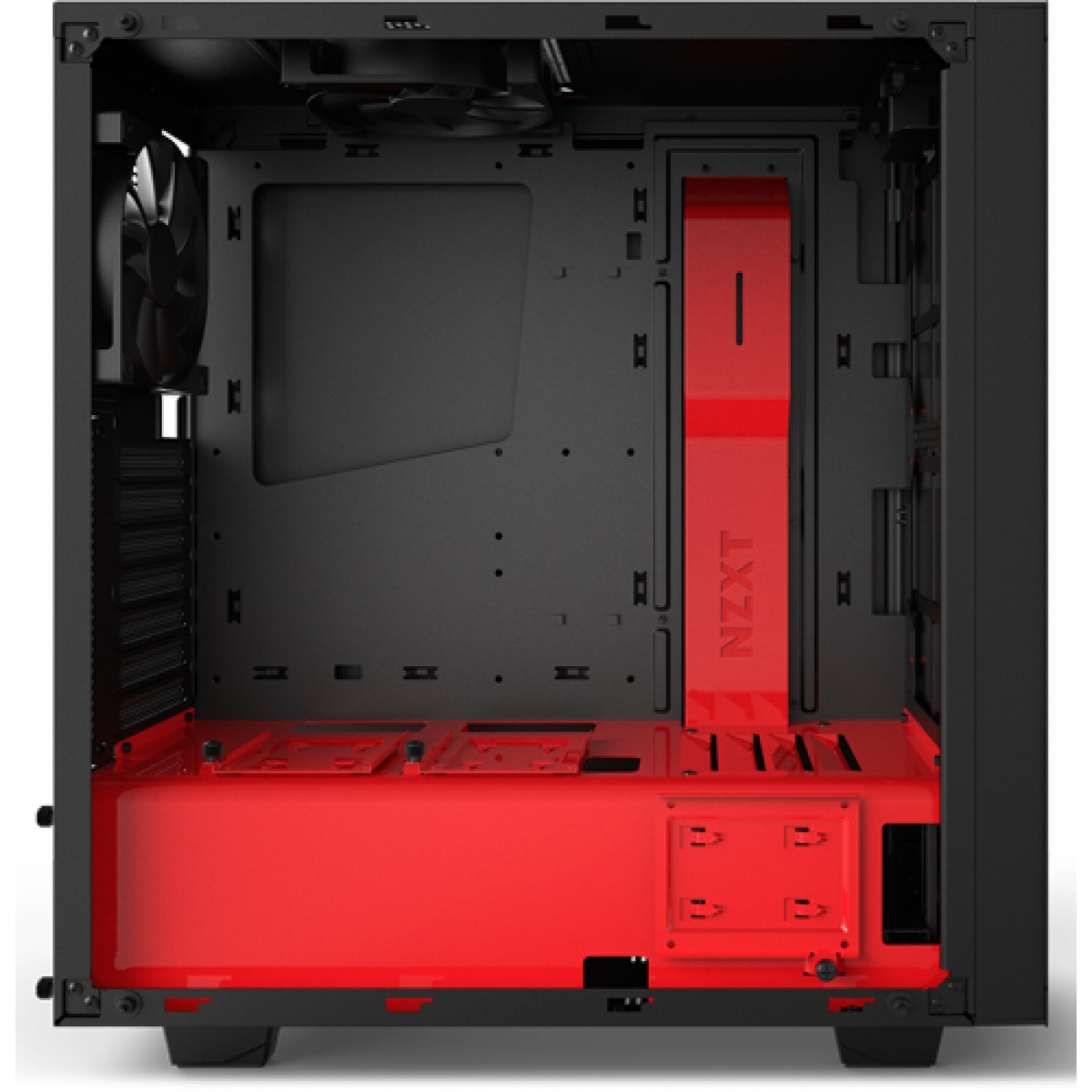 Gabinete Gamer NZXT S340 Elite, Mid Tower, Vidro Temperado, Black-Red, Sem Fonte, Com 2 Fans, CA-S340W-B4