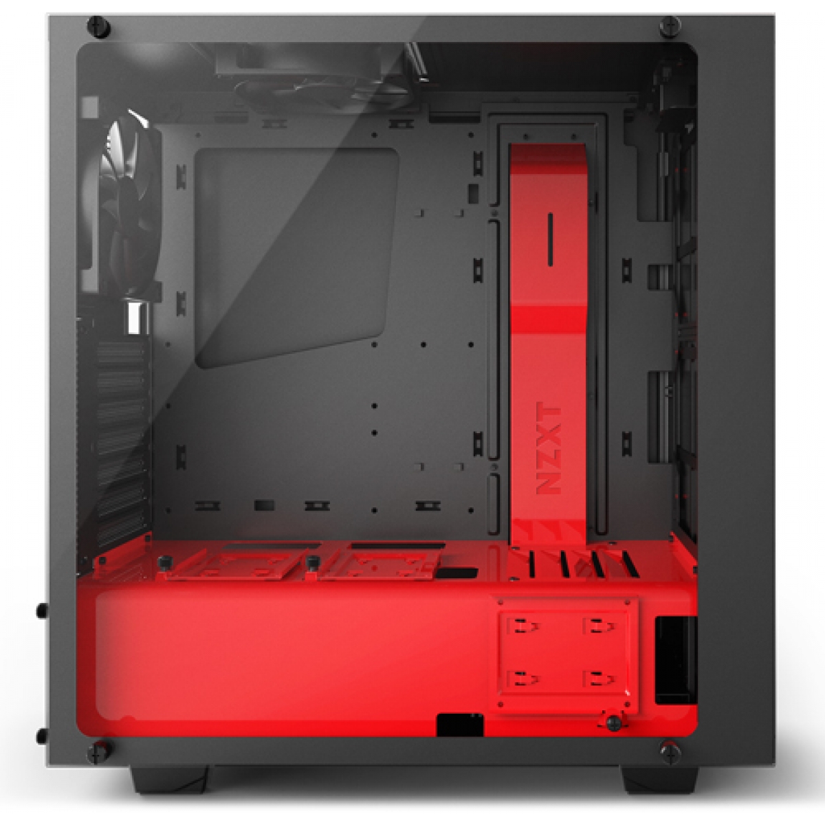 Gabinete Gamer NZXT S340 Elite, Mid Tower, Vidro Temperado, Black-Red, Sem Fonte, Com 2 Fans, CA-S340W-B4
