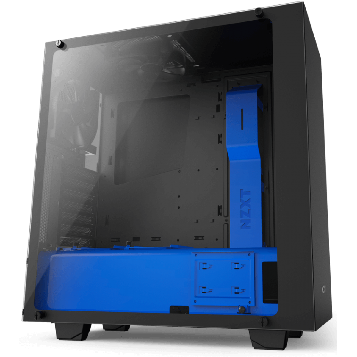 Gabinete Gamer NZXT S340 Elite, Mid Tower, Com 2 Fans, Vidro Temperado, Black-Blue, Sem Fonte, CA-S340W-B5