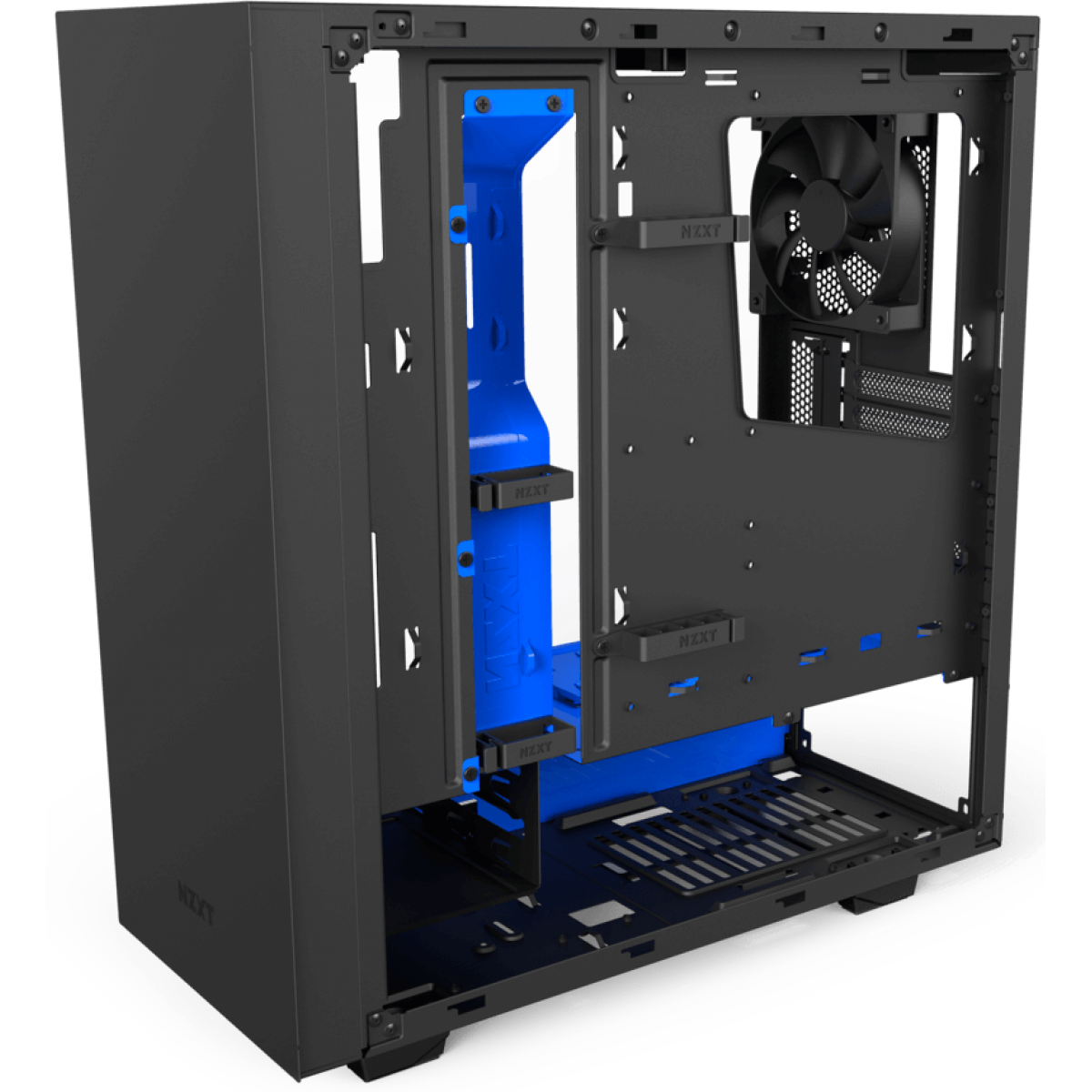 Gabinete Gamer NZXT S340 Elite, Mid Tower, Com 2 Fans, Vidro Temperado, Black-Blue, Sem Fonte, CA-S340W-B5