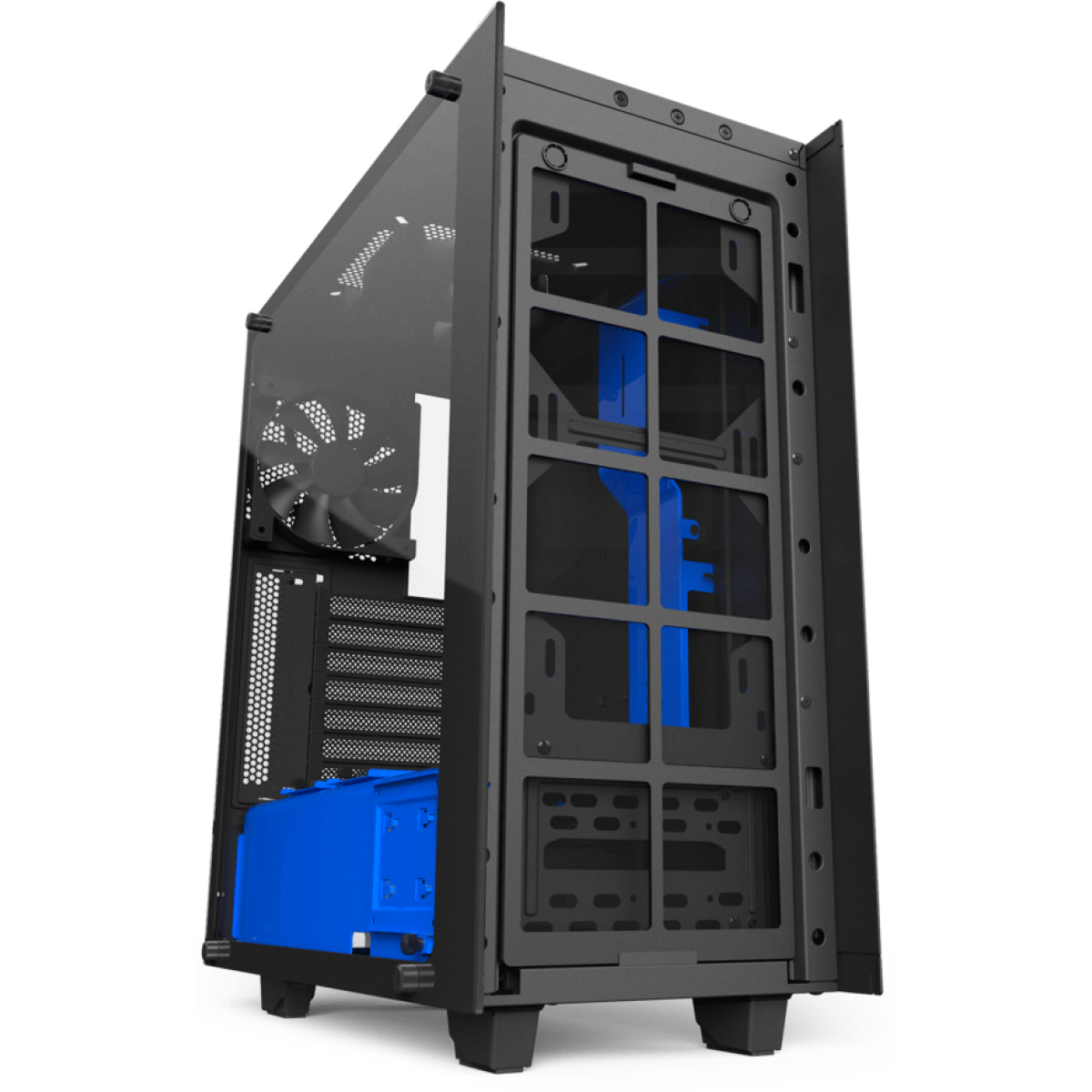 Gabinete Gamer NZXT S340 Elite, Mid Tower, Com 2 Fans, Vidro Temperado, Black-Blue, Sem Fonte, CA-S340W-B5
