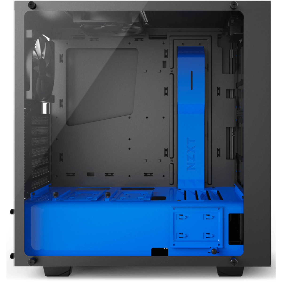 Gabinete Gamer NZXT S340 Elite, Mid Tower, Com 2 Fans, Vidro Temperado, Black-Blue, Sem Fonte, CA-S340W-B5