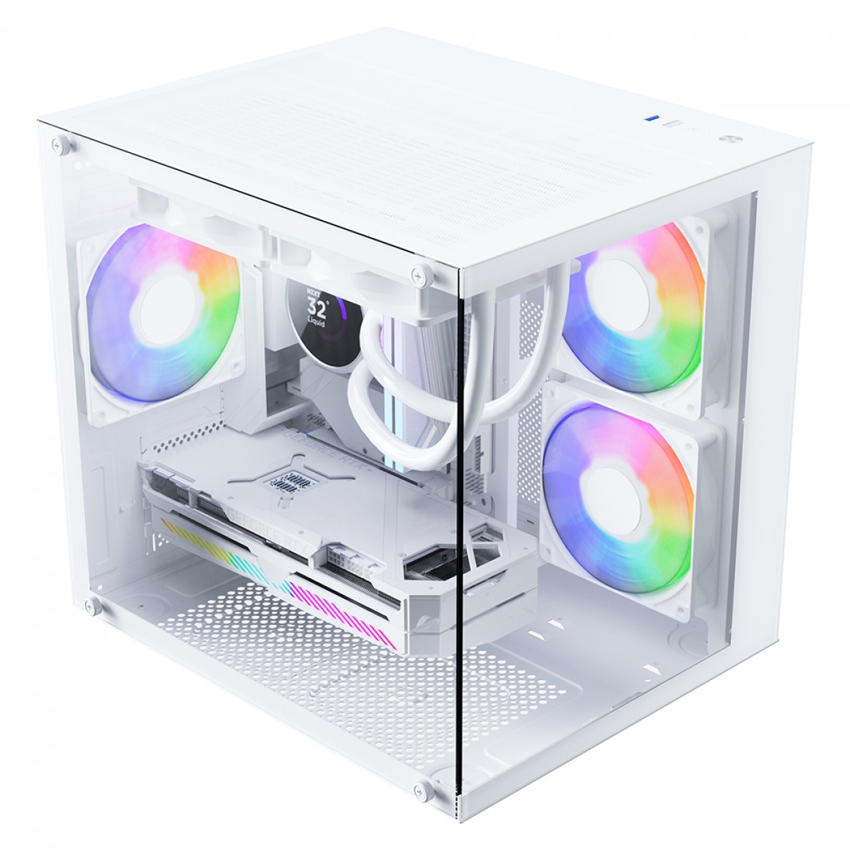 Gabinete Gamer Pure Power Aqua, Mid Tower, Vidro Temperado, M-ATX, Sem Fonte, Sem Fan, Branco, PP-CS-AQMAWSF