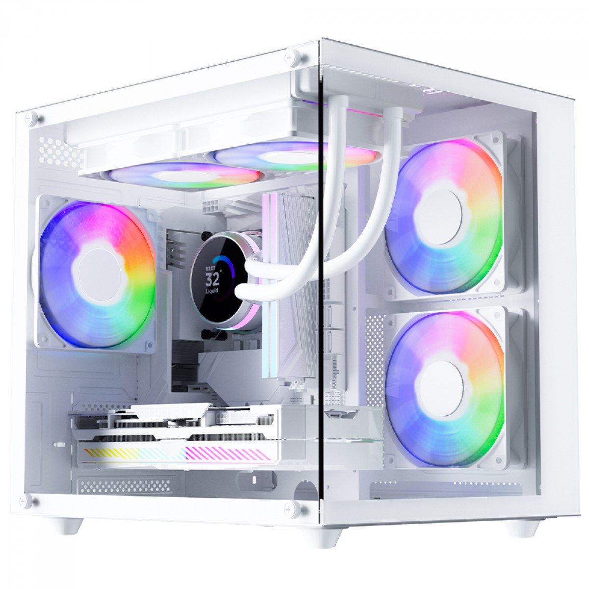 Gabinete Gamer Pure Power Aqua, Mid Tower, Vidro Temperado, M-ATX, Sem Fonte, Sem Fan, Branco, PP-CS-AQMAWSF