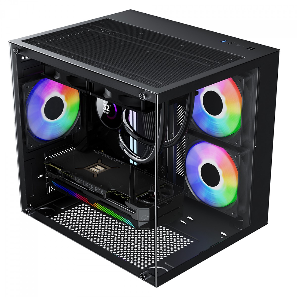 Gabinete Gamer Pure Power Aqua, Mid Tower, Vidro Temperado, M-ATX, Sem Fonte, Sem Fan, Preto, PP-CS-AQMABSF