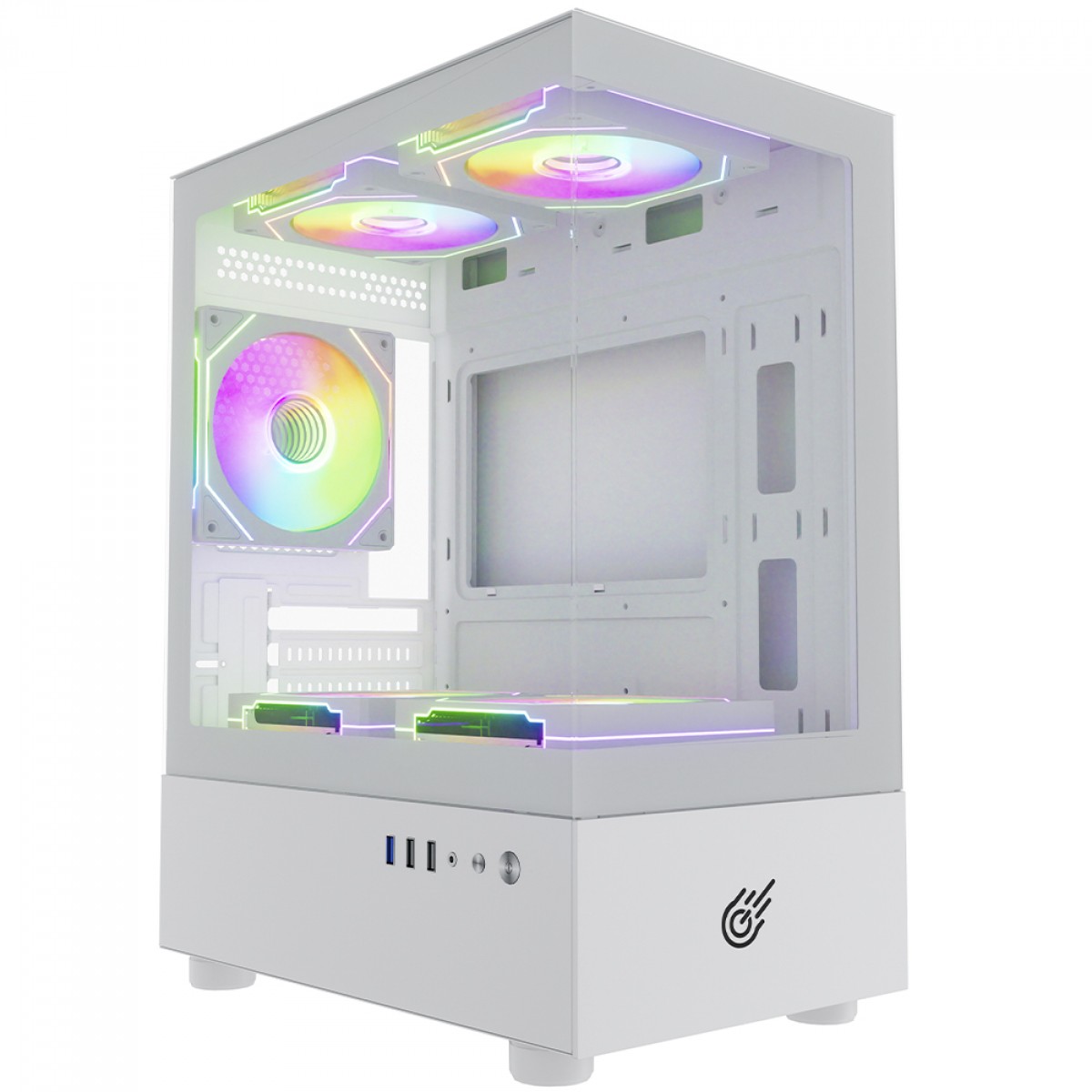 Gabinete Gamer Pure Power Aura, Mid Tower, Vidro Temperado, MATX, Sem Fonte, Sem Fan, Branco, PP-CS-AUITWSF
