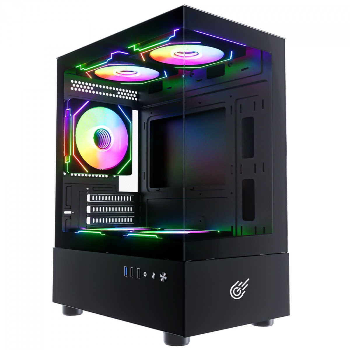 Gabinete Gamer Pure Power Aura, Mid Tower, Vidro Temperado, MATX, Sem Fonte, Sem Fan, Preto, PP-CS-AUITPSF