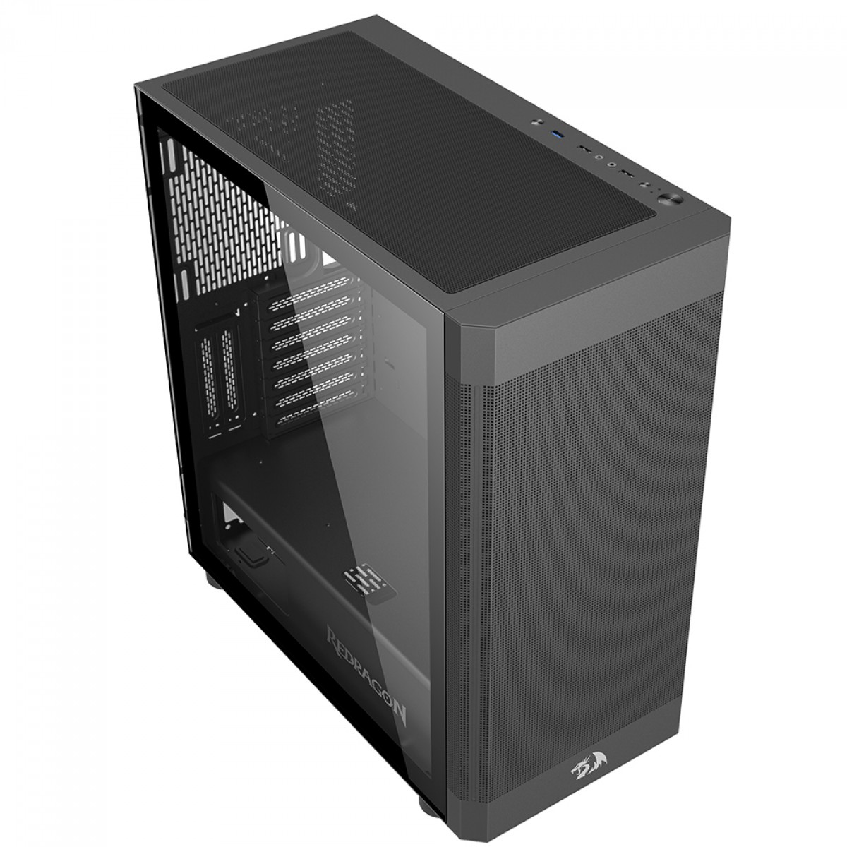 Gabinete Gamer Redragon Aeroglass, Mid Tower, Vidro Temperado, E-ATX, Black, Sem Fonte, Sem Fan, CA-602B