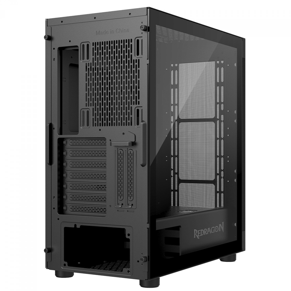 Gabinete Gamer Redragon Aeroglass, Mid Tower, Vidro Temperado, E-ATX, Black, Sem Fonte, Sem Fan, CA-602B