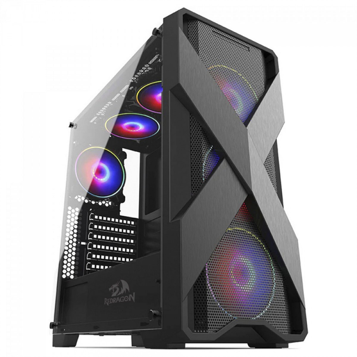 Gabinete Gamer Redragon Brawn, Mid Tower, Vidro Temperado, Black, Sem fonte, Sem Fan, GC-500