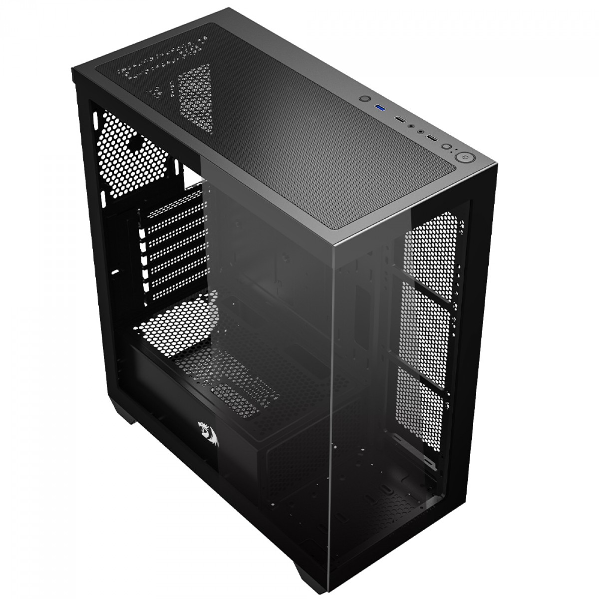 Gabinete Gamer Redragon Deflect, Mid Tower, Vidro Temperado, ATX, Sem Fonte, Sem Fan, Preto, CA-609B