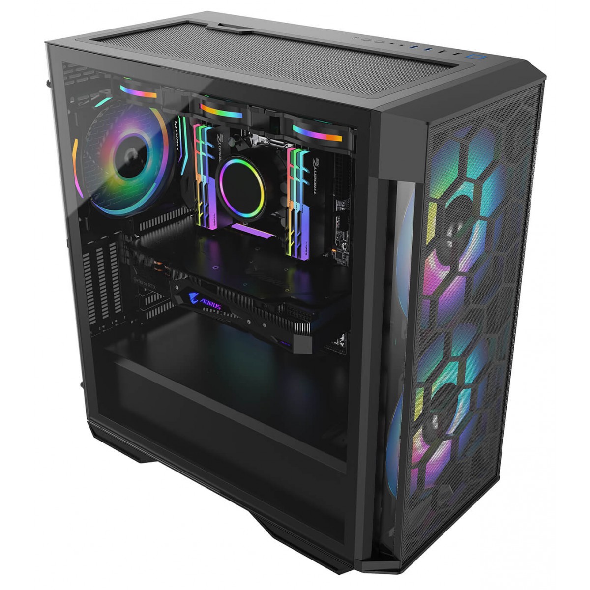 Gabinete Gamer ReDragon Demolisher, Mid Tower, Vidro Temperado, Black, ATX, Sem Fonte, Sem Fan, GC-706B