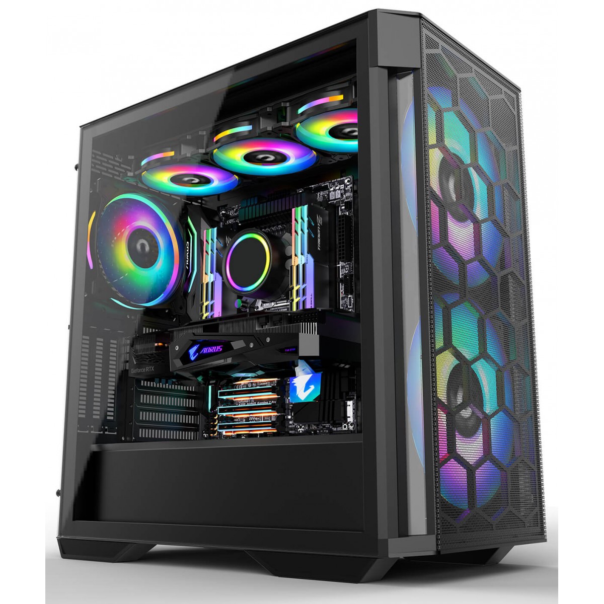Gabinete Gamer ReDragon Demolisher, Mid Tower, Vidro Temperado, Black, ATX, Sem Fonte, Sem Fan, GC-706B