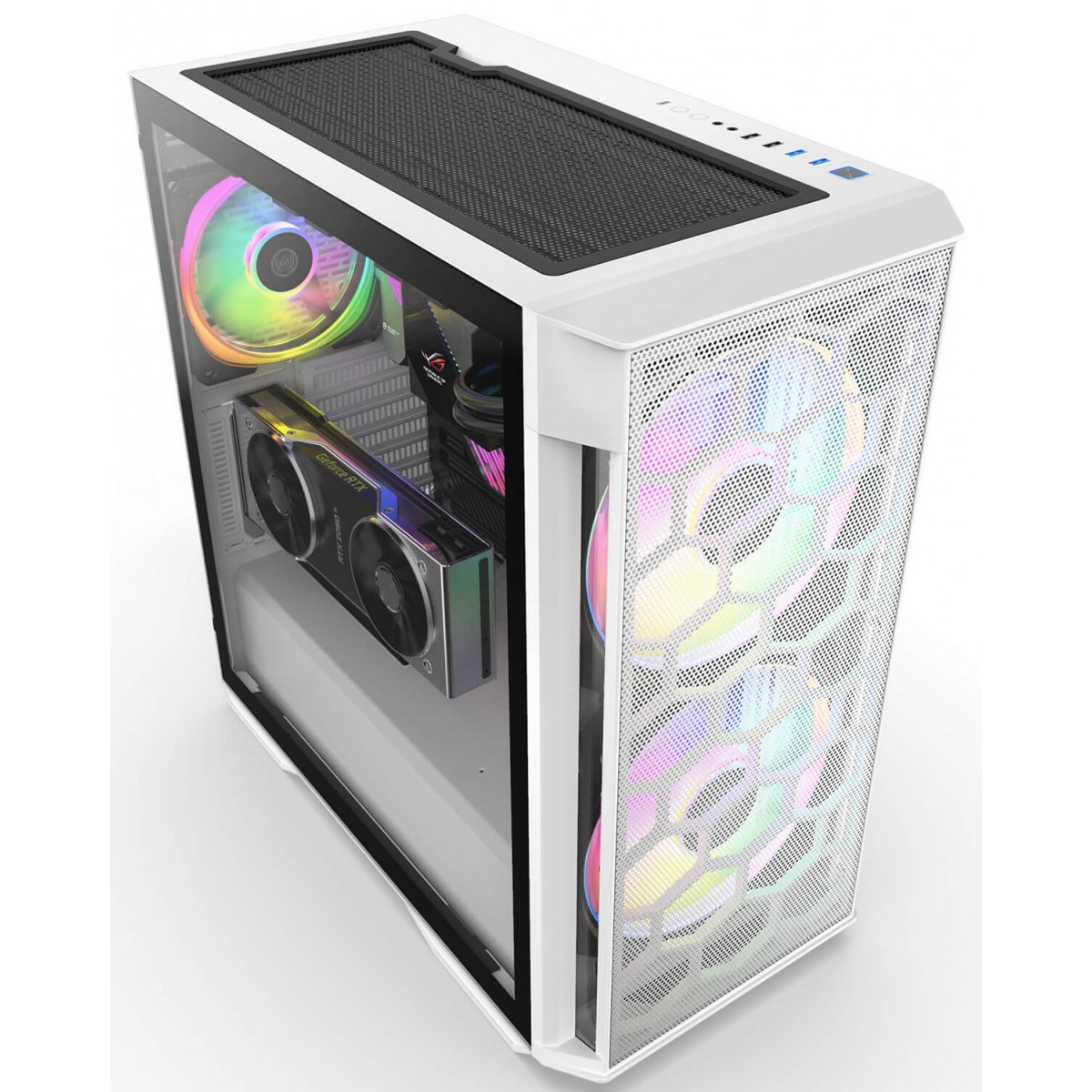 Gabinete Gamer Redragon Demolisher, Mid Tower, Vidro Temperado, White, ATX, Sem Fonte, Sem Fan, GC-706W