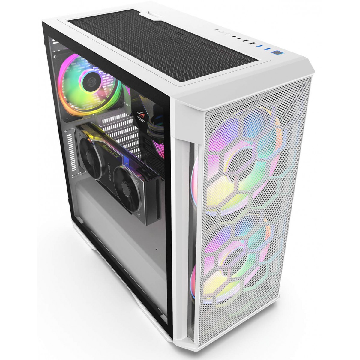 Gabinete Gamer Redragon Demolisher, Mid Tower, Vidro Temperado, White, ATX, Sem Fonte, Sem Fan, GC-706W