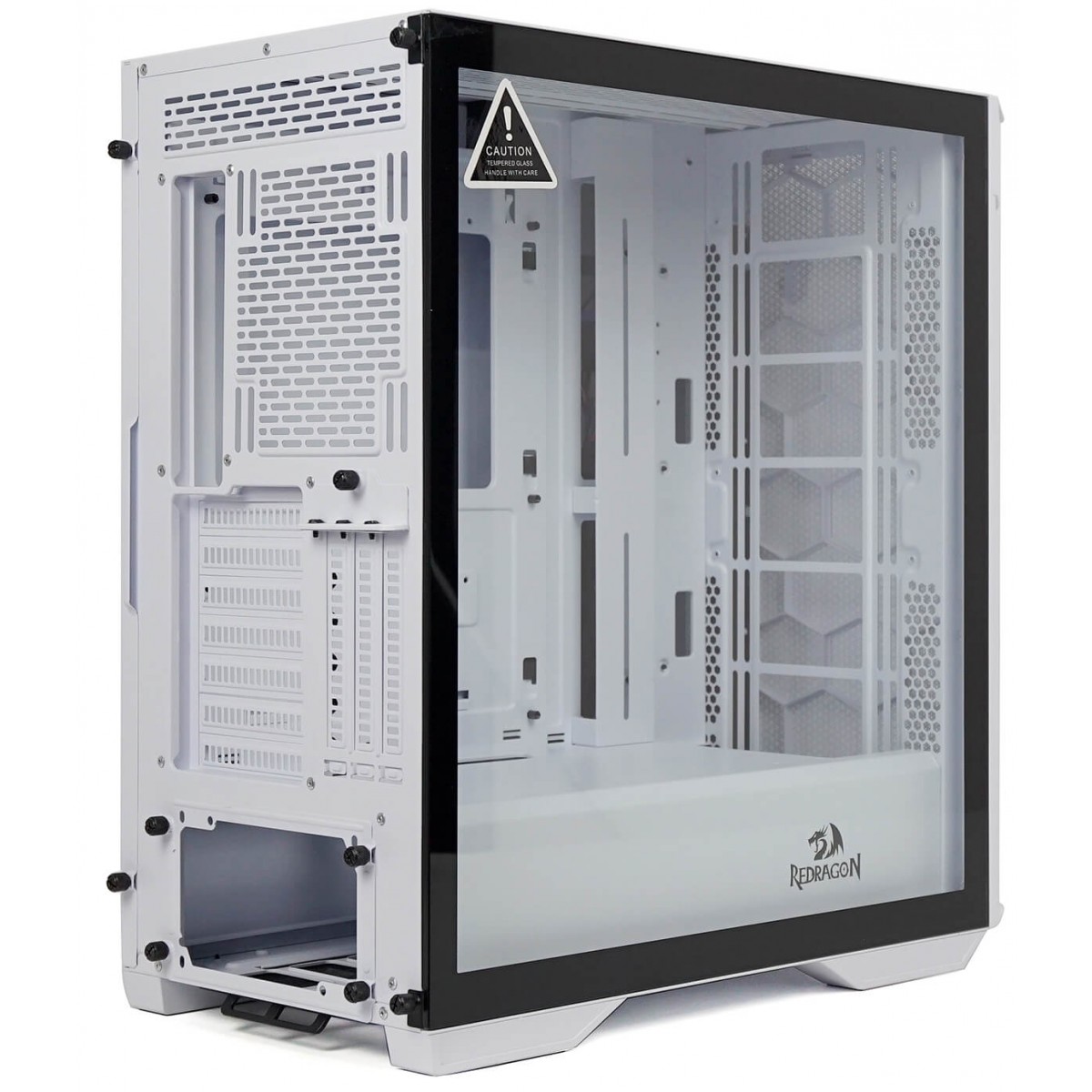 Gabinete Gamer Redragon Demolisher, Mid Tower, Vidro Temperado, White, ATX, Sem Fonte, Sem Fan, GC-706W