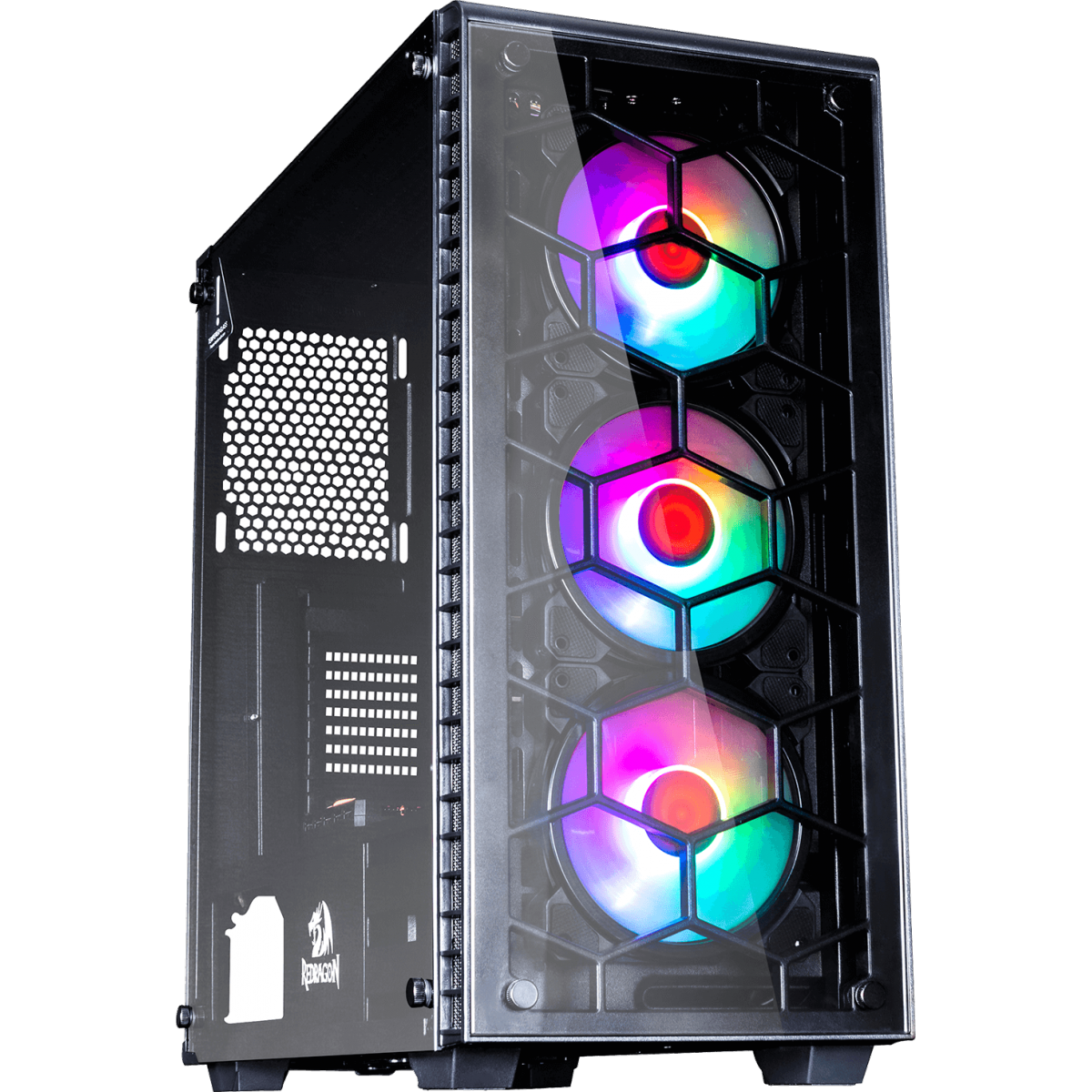 Gabinete Gamer Redragon, Diamond Storm Pro RGB, Mid Tower, Vidro Temperado, Black, Sem Fonte, Com 3 Fans, CA903 PRO