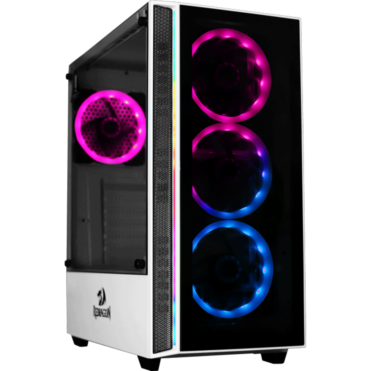 Gabinete Gamer Redragon Grapple, Mid Tower, Vidro Temperado, White, GC-607WH, Sem Fonte, Sem Fan