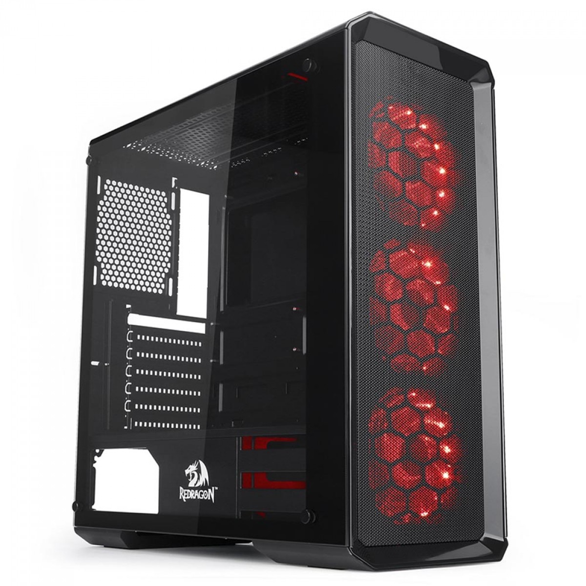 Gabinete Gamer Redragon Grimlock, Mid Tower, Vidro Temperado, Black, Sem Fonte, Com 1 Fan, GC-602-1