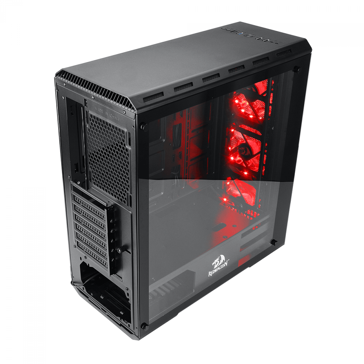 Gabinete Gamer Redragon Grimlock, Mid Tower, Vidro Temperado, Black, Sem Fonte, Com 1 Fan, GC-602-1